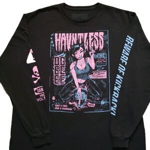 Hauntless Save A Tree Ride A Chainsaw Size XL Mens Black Long Sleeve T-Shirt